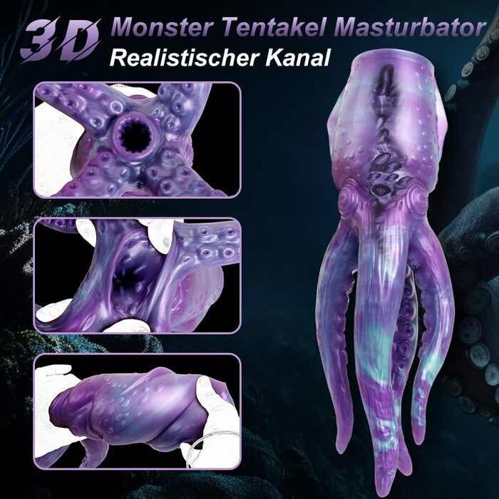 Реалістичний мастурбатор у вигляді інопланетної істоти з 4 щупальцями, силікон, 2 в 1, для чоловіків