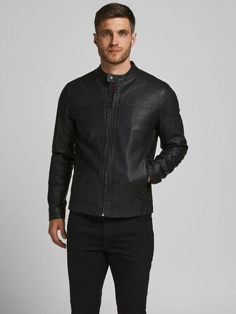 Чоловіча куртка Jack & Jones зі штучної шкіри, чорна, розмір S