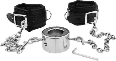 Металевий кільце для статевого члена з шкіряними наручниками, розтягувач яєчок, вага для яєчок, для чоловіків. Іграшки для дорослих, BDSM, Бондаж