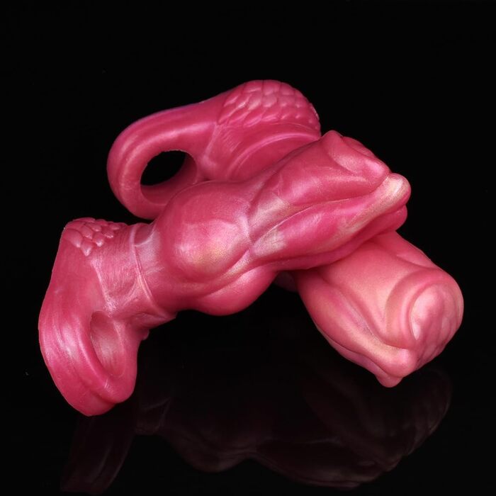 Jixaxe Пеніс-чохол, мастурбатор з кільцем для яєчок, збільшувач пеніса, секс-іграшка для чоловіків, анальний секс (червоний, S)