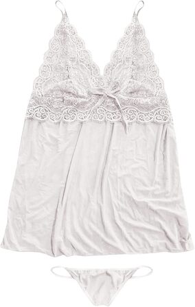 Сексуальна сукня для жінок: сукня-бабідол з V-подібним вирізом, спліт, мереживна білизна, комплект бюстгальтера та танга, великі розміри (3XL), білий колір, 2024