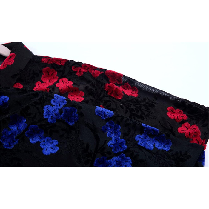 Чоловіча прозора сорочка з квітковим принтом, велюр, клубний стиль, блакитна, 3XL