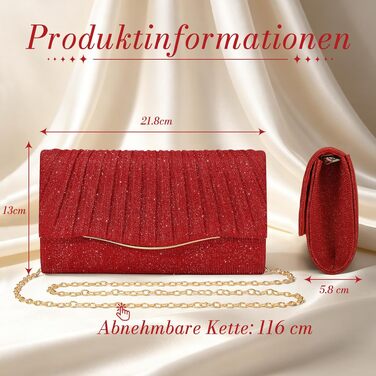 Жіночий вечірній клатч Abendhandtaschen з блискітками та паєтками, елегантна сумка-конверт з відʼємним ланцюжком для весілля та вечірок, бордовий