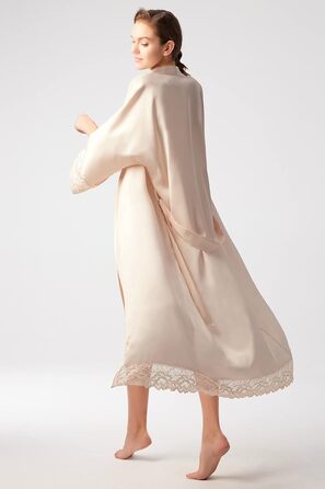 Халат BABEYOND з атласу, довгий, шовковистий, з мереживом, для наречених та гостей весілля, легкий, універсальний розмір, великі розміри, колір шампань