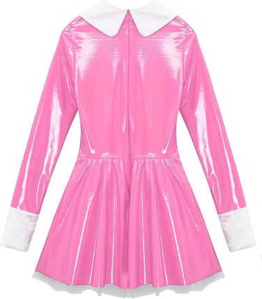 Демімейдова сукня Alvivi з ефектом вологого блиску, шкіряне міні-плаття, готичний стиль, костюм покоївки, карнавальний костюм, Хелловін, вечірка (XL, D Рожевий A)