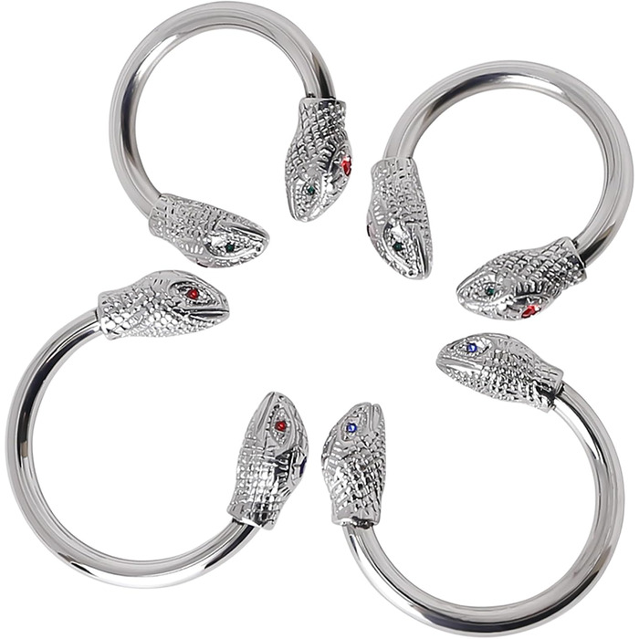 Чоловічий пеніс-кільце з двома зміїними головами, срібло, 30 мм