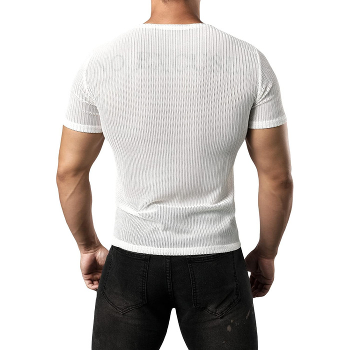 Чоловіча сітчаста футболка JOGAL Fitted, чорна (L, білий)