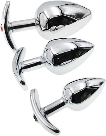 Анальний набір Metall: сталеві анальні пробки з T-подібною основою (S/M/L) + кристалічний діамант. Стимулятор G-точки та простати для жінок і чоловіків. Набір з 3 шт.