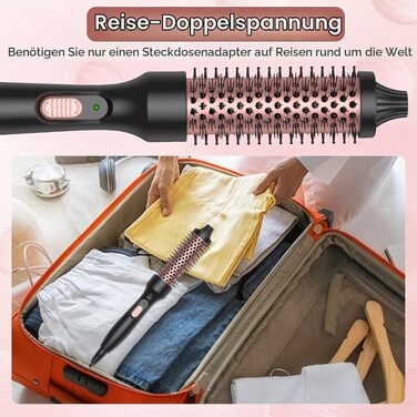 Мультистайлер для волосся 6 в 1 UKLISS Air Styler Set: фен з дифузором, насадки для завивки, круглі щітки та випрямляч, 1000 Вт, LCD-дисплей, жовто-чорний