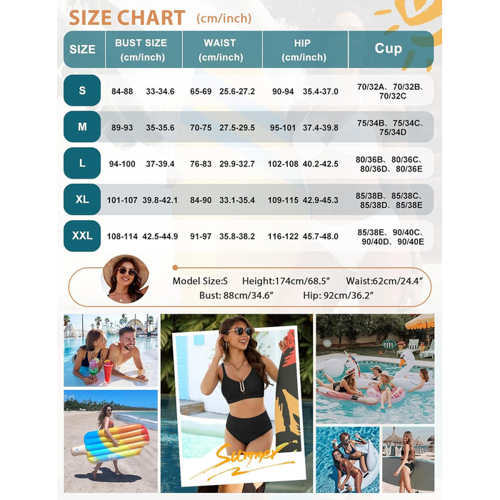 Бікіні жіночий комплект з пуш-ап, висока талія, слікучий ефект, двочастинний, сексуальний металевий U-подібний виріз з зав'язками, купальник, літня мода для жінок, чорний, розмір M