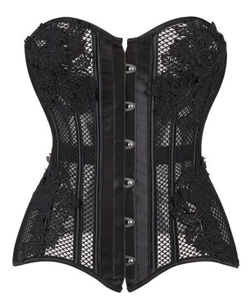 Кросів-топ корсет Dreay для жінок, чорний XXL: дихаючий мереживний сатин, шнуровка, тренажер для талії