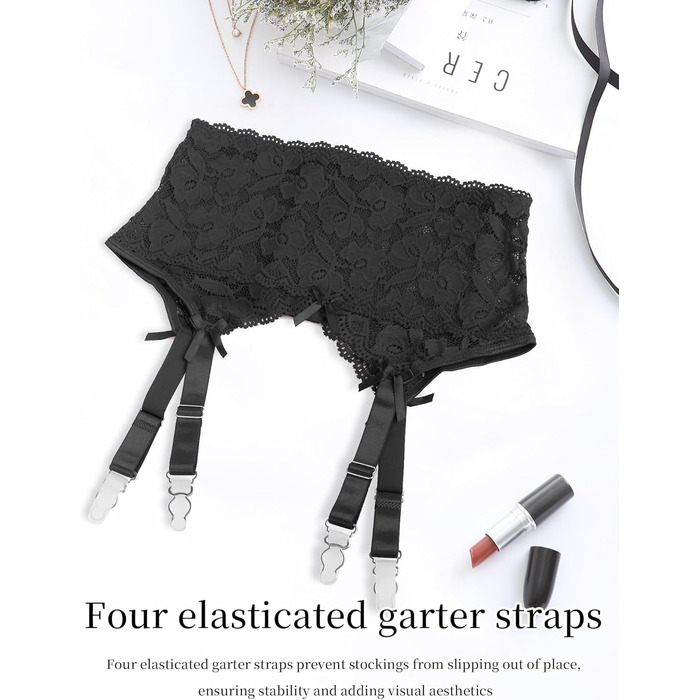 Сексуальний комплект спідньої білизни: страпгуртel з мереживом, широкі еластичні ремінці, чорний, великі розміри XL-XXL