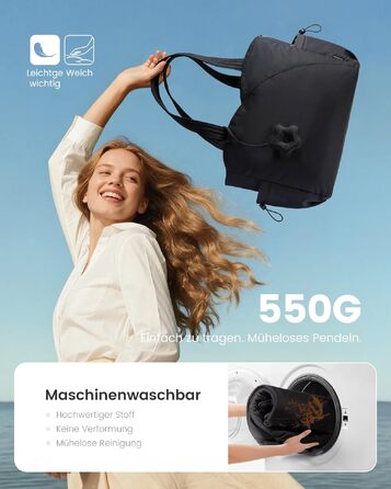 Жіноча сумка-шопер LOVEVOOK великого розміру, м'яка сумка через плече (Puffer Bag) для роботи, навчання та подорожей, 17 дюймів, чорна