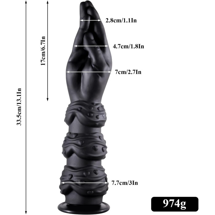 Анальний дилда 33.5 см, велика, чорна з потужним присоском, для жінок, лесбійок та чоловіків