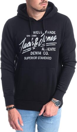 Чоловічий худі Jack & Jones з логотипом, чорний (розмір XL)
