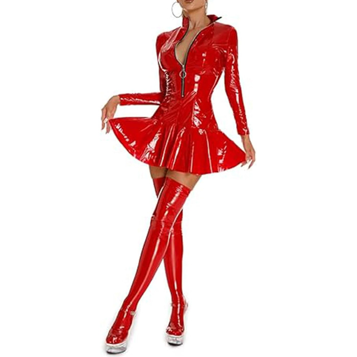 Латексний жіночий боді з відкритими плечима, XL - Sexy Wetlook Clubwear для вечірок та косплею