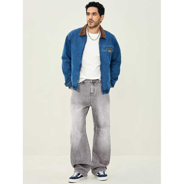 Чоловічі широкі джинси Baggy JMIERR з ефектом потертості, вуличний стиль Streetwear, сірі, розмір 3XL