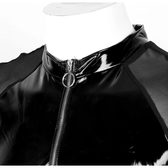 Чоловіча футболка з ефектом лаку SDGHH-8MMDM: футболка, під сорочку, лакова сорочка, мереживо, для вечірок та клубів, чорна