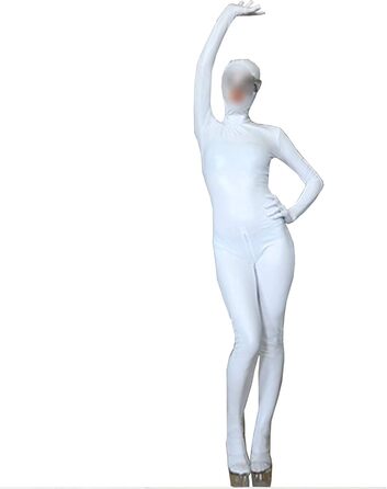 Жіночий сексуальний catsuit BESYFAY з блискавкою та рукавичками, цілісний костюм (білий, S)