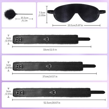 Набір для БДСМ з шкіри, 15 предметів: фетіш, зв'язування, еротика для дорослих. З руками, маскою та мотузкою (чорний)