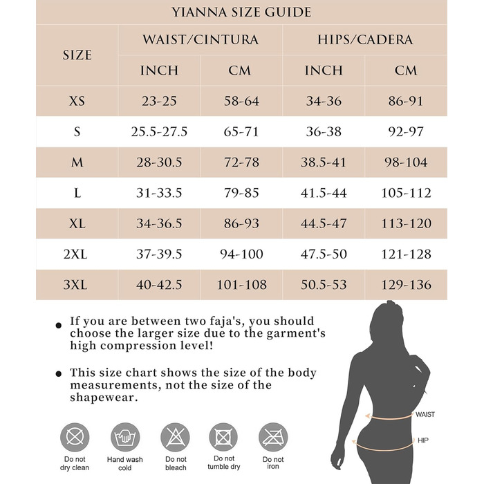 Корсет-боді YIANNA Fajas Colombianas для формування фігури, бежевий, розмір L