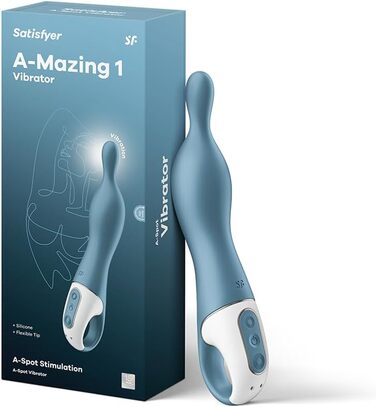 Вібратор Satisfyer A-Mazing 1: гнучкий наконечник для інтимної стимуляції, водонепроникний (IPX7), перезаряджається, для жінок (блакитний)