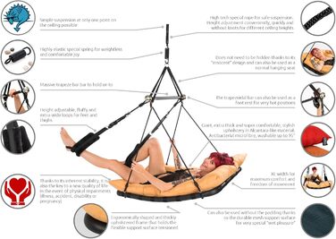 Секс-гойдалка Liebesschaukel Luxus Private Euphoria® помаранчево-коричнева - зручна гойдалка для пар преміум-класу