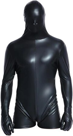 Чоловічий боді з штучної шкіри на блискавці, чорний, XXL - сексуальний костюм для клубів та вечірок