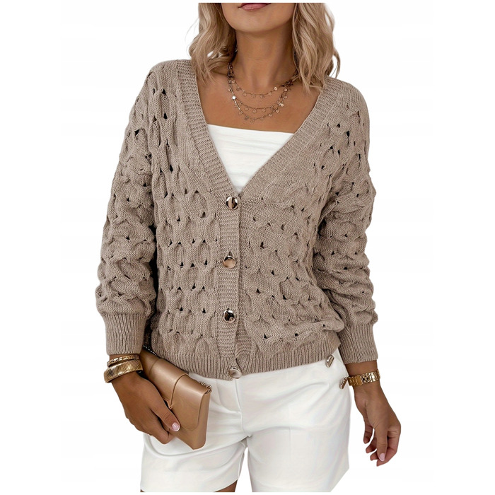 Теплий елегантний жіночий кардиган на гудзиках, модний