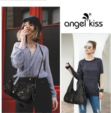 Жіноча сумка-хобо Angelkiss: велика сумка через плече на кожен день, чорна (модель 801)