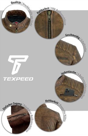 Чоловіча шкіряна куртка Texpeed у байкерському стилі, м'яка овчина, коричнева, розмір 4XL