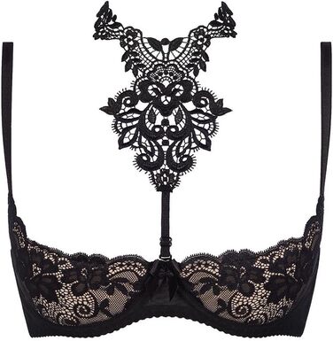 Axami V-8241: чорна мереживна бюстгальтер 80E з регульованими бретелями | Axami Dame Hebe BH Dessous Spitze Regulierbar