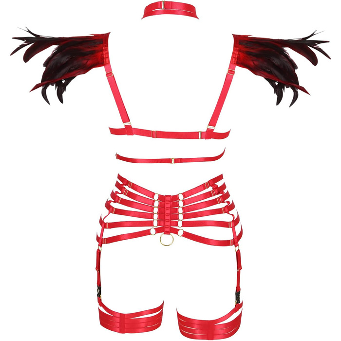 Набір пір'я для жінок PETMHS: корсет, бюстгальтер, клітка, готичний стиль, карнавал, костюм, червоний, великі розміри