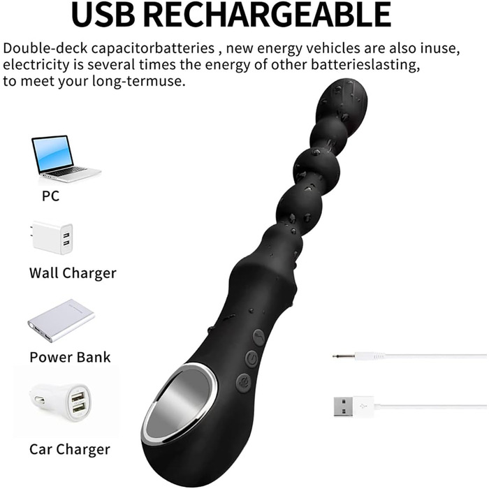 Вібратор для анусу JFRong з 7 режимами вібрації та підігрівом - анальні кульки, стимулятор G-точки, для чоловіків, жінок, пар