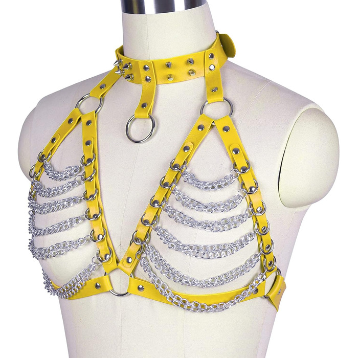 PETMHS Корсет з шкіри для жінок, повне покриття, шкіряний пояс, стиль панк готика (помаранчевий, жовтий)