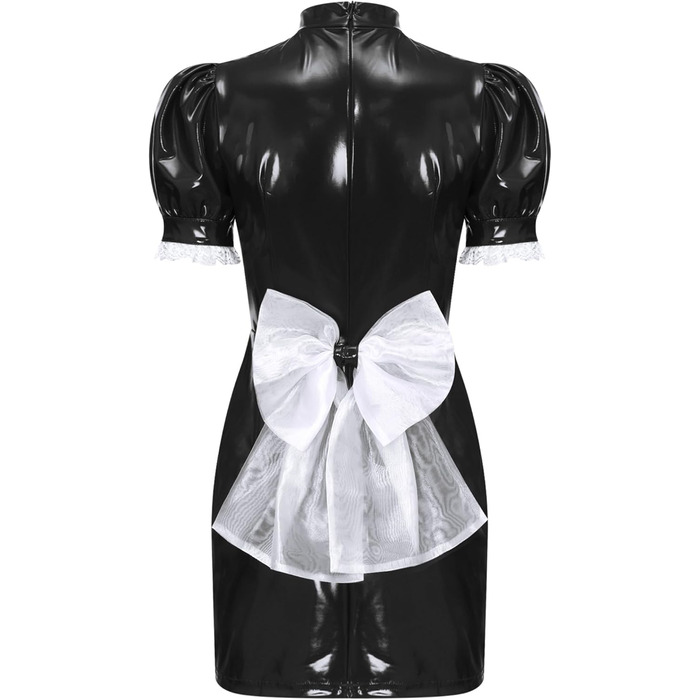 Сукня для прислуги з ПВХ Jhaoyu, чорна, бодікон, з рюшами, для косплею, карнавалу, розмір XXL