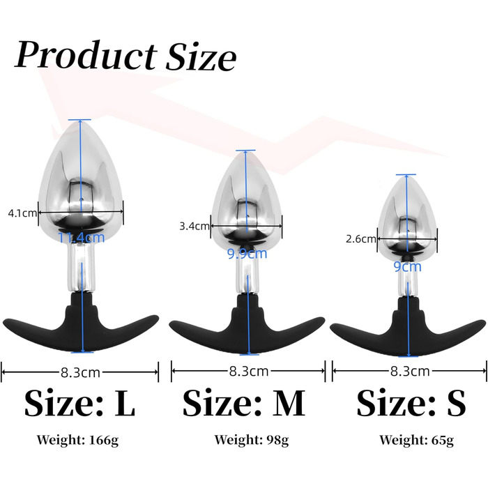 Набір анальних засобів для стимуляції: сталевий Butt Plug, дилататор, масажер простати, для пар, SM bondage