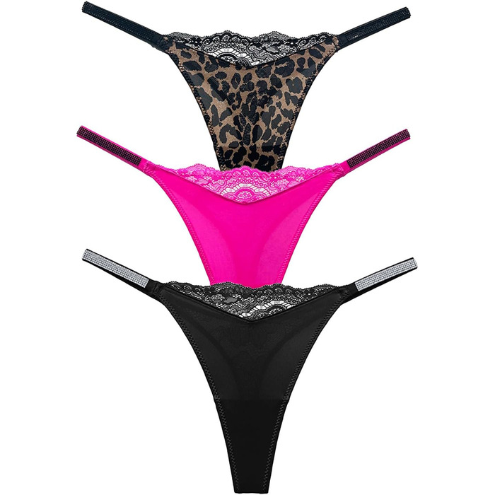 Сексуальні жіночі труси T-String з блискітками та стразами AIEOE, низька посадка, мереживо, танга, шовк, леопард, чорний