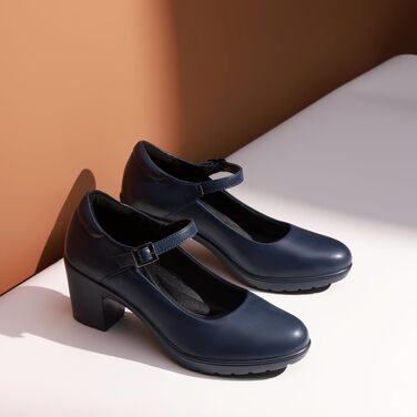 Жіночі туфлі Mary Jane Dream Pairs на низькому стійкому каблуці з ремінцем на щиколотці, темно-сині (Navy Blue), розмір 41 EU