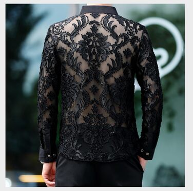 Прозора мереживна накидка для чоловіків та жінок, сексуальна, коротка, для нічного клубу, сітчаста мереживна накидка (L, Cs25)