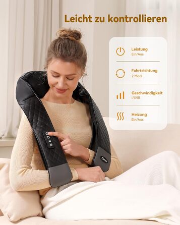 Масажер для шиї та плечей KNQZE з інфрачервоним підігрівом та 4D Shiatsu масажем для спини