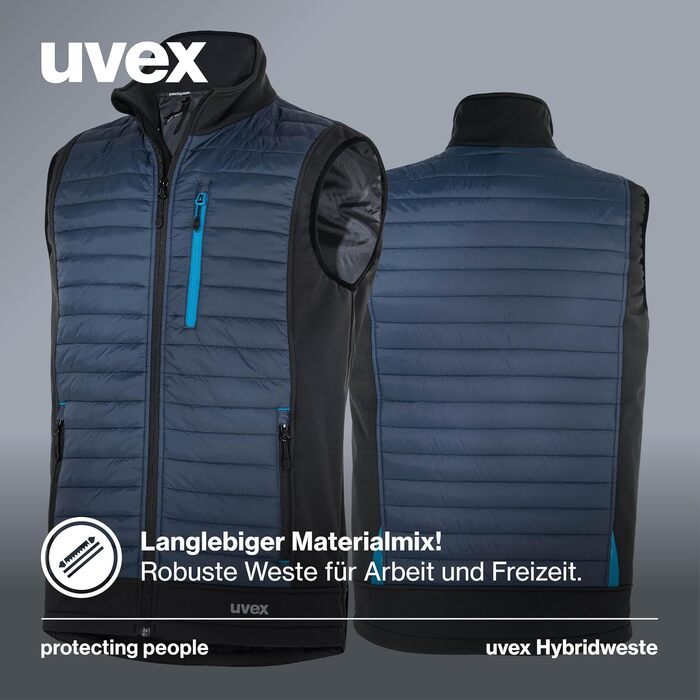 Чоловіча гібридна робоча жилетка Uvex tune-up стібана, темно-синя, розмір L