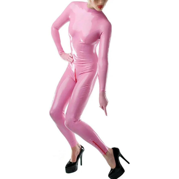 Латексний боді для жінок Gaylop з блискавками на манжетах, XXL, індивідуальний, облягаючий (без рукавичок), костюм, фіолетовий