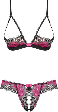 Бюстгальтер-сет Obsessive для жінок: квітковий принт, чорний/рожевий, S-XL, дорослі, комплект спідньої білизни