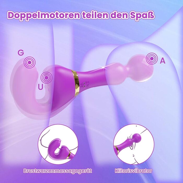 Вібратор дилда LYAMais G-Punkt з двома головками, 10 режимів вібрації, силікон, для жінок, парні ігри, стимулятор клітора, фіолетовий