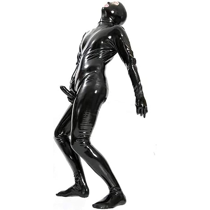 Чоловічий латексний костюм IQOAIJ: сексуальний латексний комбінезон з блискавкою, PVC боді для клубів, XL