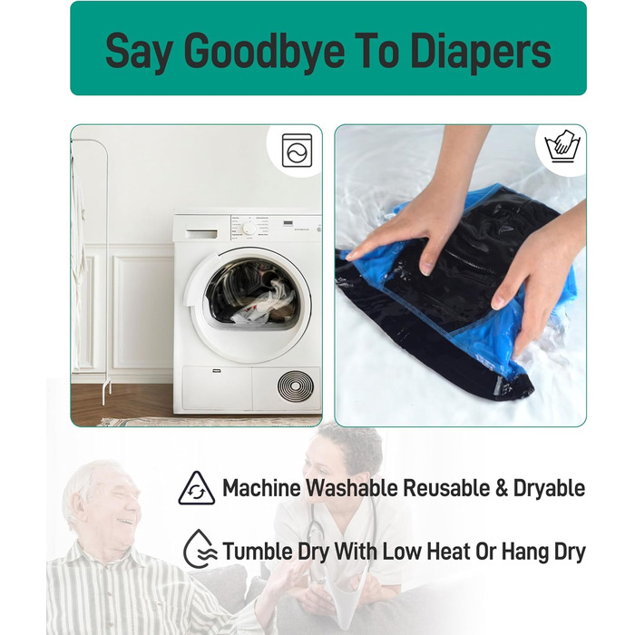 Труси для чоловіків BEENIUBEE від нетримання, 3 шт., бавовна, вбудований всмоктуючий шар 150 мл, багаторазові, витривалі, чорний, L