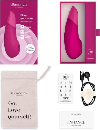 Womanizer Enhance 2 в 1: вібратор клітора та соска, стимулятор для жінок з функцією всмоктування | Іграшка для дорослих, вологостійка, перезарядна, рожева