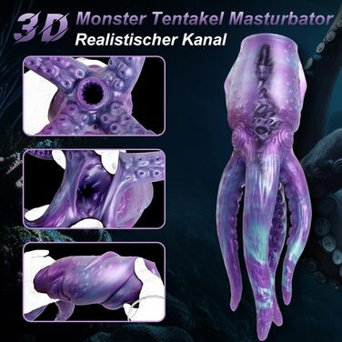 Реалістичний мастурбатор у вигляді інопланетної істоти з 4 щупальцями, силікон, 2 в 1, для чоловіків