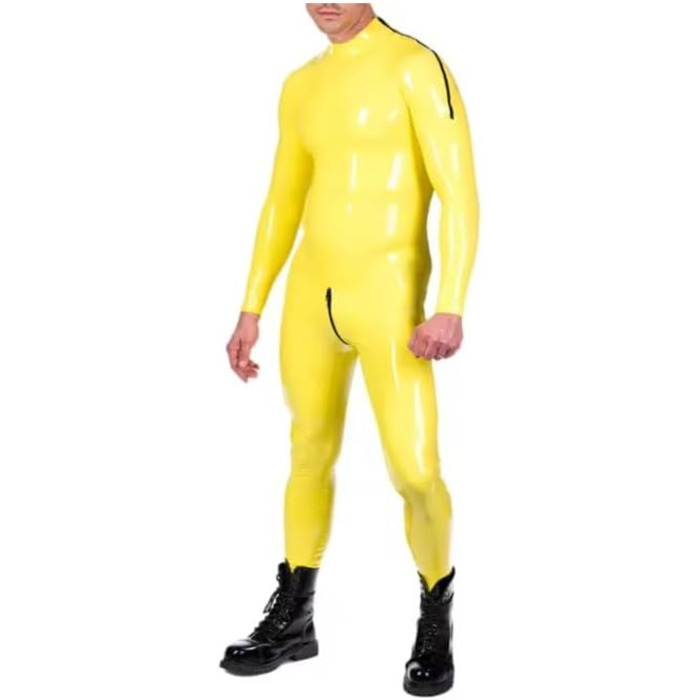 Латексний catsuit Gaylop 0,4 мм, червоний, XL: сексуальний латексний костюм з блискавкою, ручної роботи